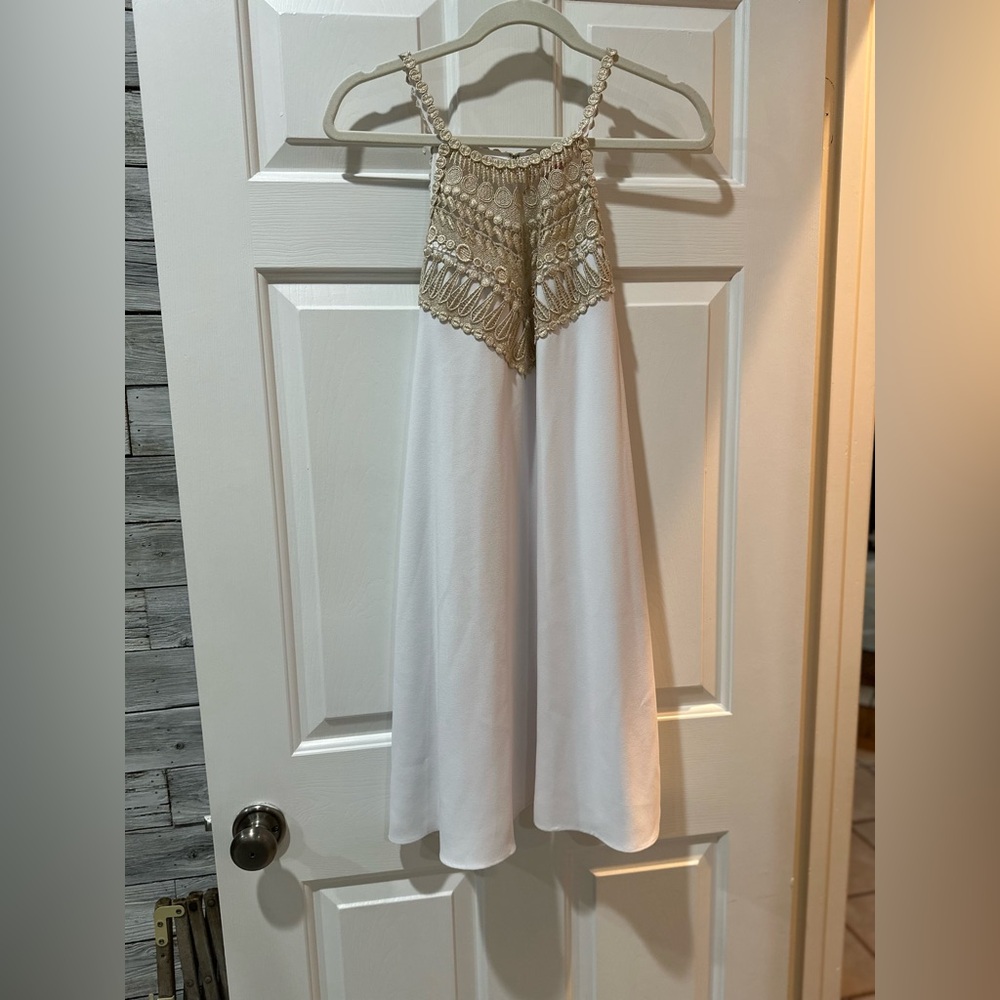 Lilly Pulitzer White and Gold Shift Dress